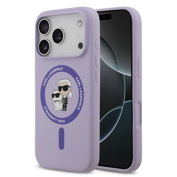 iPhone 17 Pro Karl Lagerfeld Karl and Choupette MagSafe Cover i flydende silikone - Lilla
