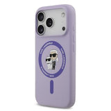 iPhone 17 Pro Karl Lagerfeld Karl and Choupette MagSafe Cover i flydende silikone - Lilla
