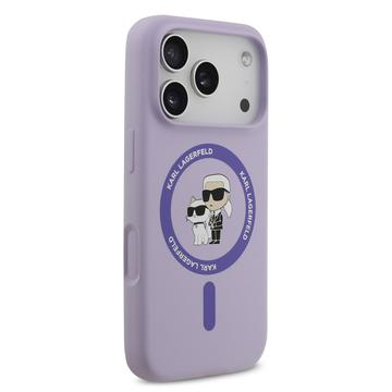 iPhone 17 Pro Karl Lagerfeld Karl and Choupette MagSafe Cover i flydende silikone - Lilla