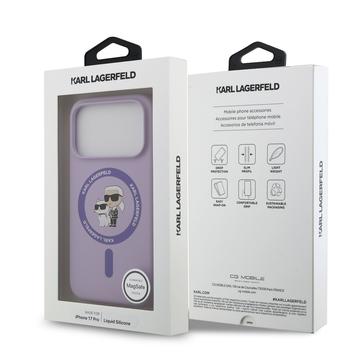 iPhone 17 Pro Karl Lagerfeld Karl and Choupette MagSafe Cover i flydende silikone - Lilla