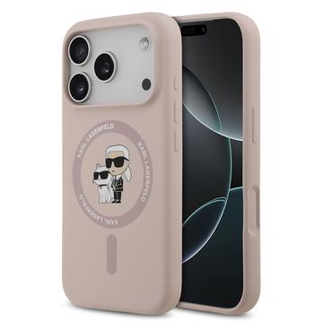 iPhone 17 Pro Karl Lagerfeld Karl and Choupette MagSafe Cover i flydende silikone - Pink