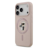 iPhone 17 Pro Karl Lagerfeld Karl and Choupette MagSafe Cover i flydende silikone - Pink