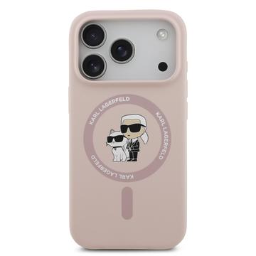 iPhone 17 Pro Karl Lagerfeld Karl and Choupette MagSafe Cover i flydende silikone - Pink