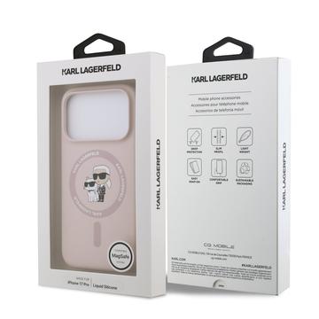 iPhone 17 Pro Karl Lagerfeld Karl and Choupette MagSafe Cover i flydende silikone - Pink