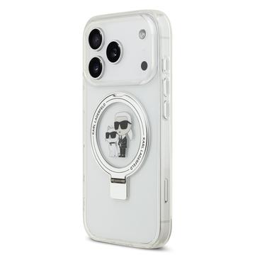 iPhone 17 Pro Karl Lagerfeld Ringstand Karl & Choupette Mag Case - Hvid