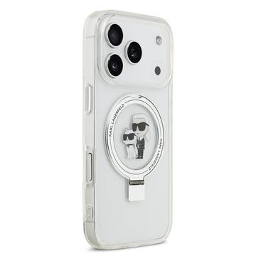iPhone 17 Pro Karl Lagerfeld Ringstand Karl & Choupette Mag Case - Hvid