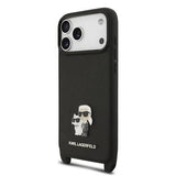 iPhone 17 Pro Karl Lagerfeld Saffiano Crossbody Metal Karl & Choupette Cover - Sort