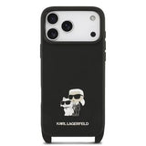 iPhone 17 Pro Karl Lagerfeld Saffiano Crossbody Metal Karl & Choupette Cover - Sort