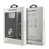 iPhone 17 Pro Karl Lagerfeld Saffiano Crossbody Metal Karl & Choupette Cover - Sort