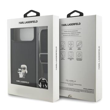 iPhone 17 Pro Karl Lagerfeld Saffiano Crossbody Metal Karl & Choupette Cover - Sort