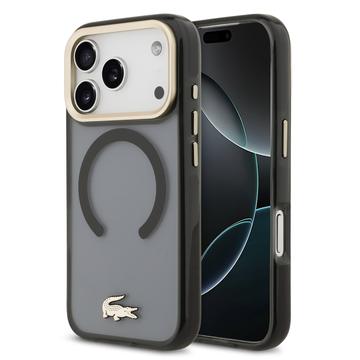 iPhone 17 Pro Lacoste Frosted Finish Gold Logo Hybrid Cover - MagSafe-kompatibel - Sort
