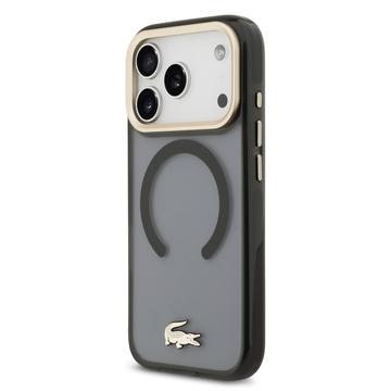 iPhone 17 Pro Lacoste Frosted Finish Gold Logo Hybrid Cover - MagSafe-kompatibel - Sort