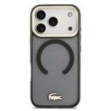 iPhone 17 Pro Lacoste Frosted Finish Gold Logo Hybrid Cover - MagSafe-kompatibel - Sort