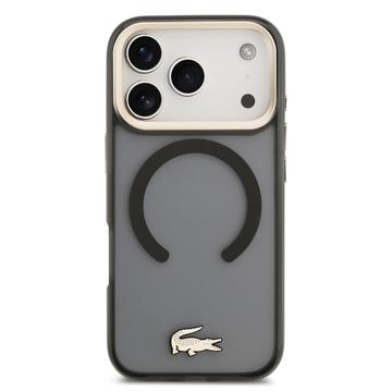 iPhone 17 Pro Lacoste Frosted Finish Gold Logo Hybrid Cover - MagSafe-kompatibel - Sort