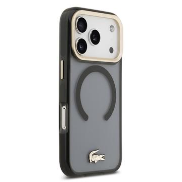 iPhone 17 Pro Lacoste Frosted Finish Gold Logo Hybrid Cover - MagSafe-kompatibel - Sort