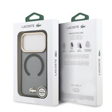 iPhone 17 Pro Lacoste Frosted Finish Gold Logo Hybrid Cover - MagSafe-kompatibel - Sort