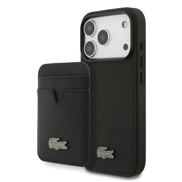 iPhone 17 Pro Lacoste Iconic Petit Pique MagSafe cover og magnetisk kortholder - Sort