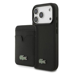 iPhone 17 Pro Lacoste Iconic Petit Pique MagSafe cover og magnetisk kortholder - Sort