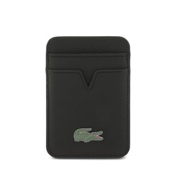 iPhone 17 Pro Lacoste Iconic Petit Pique MagSafe cover og magnetisk kortholder - Sort