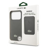 iPhone 17 Pro Lacoste Iconic Petit Pique MagSafe cover og magnetisk kortholder - Sort
