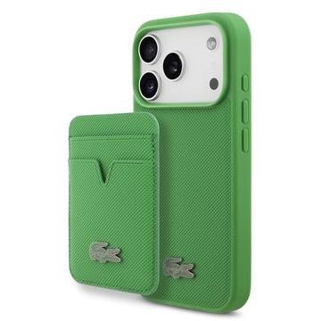 iPhone 17 Pro Lacoste Iconic Petit Pique MagSafe cover og magnetisk kortholder - Grøn