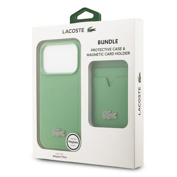 iPhone 17 Pro Lacoste Iconic Petit Pique MagSafe cover og magnetisk kortholder - Grøn
