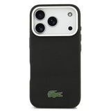 iPhone 17 Pro Lacoste Iconic Petit Pique Metal Logo Cover - MagSafe-kompatibelt - Sort