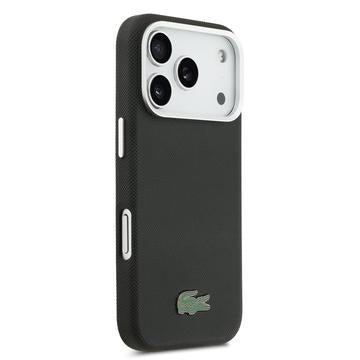 iPhone 17 Pro Lacoste Iconic Petit Pique Metal Logo Cover - MagSafe-kompatibelt - Sort