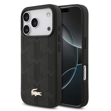 iPhone 17 Pro Lacoste Monogramme Gold Logo Cover - MagSafe-kompatibelt - Sort