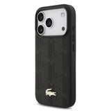 iPhone 17 Pro Lacoste Monogramme Gold Logo Cover - MagSafe-kompatibelt - Sort