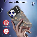 iPhone 17 Pro luksus marmor hybrid cover - sort / guld