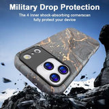 iPhone 17 Pro luksus marmor hybrid cover - sort / guld