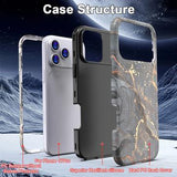 iPhone 17 Pro luksus marmor hybrid cover - sort / guld