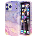 iPhone 17 Pro luksus marmor hybrid cover - blå / pink