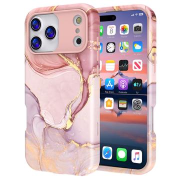 iPhone 17 Pro luksus marmor hybrid cover - pink / guld