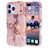 iPhone 17 Pro luksus marmor hybrid cover - lilla / guld