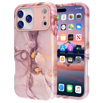 iPhone 17 Pro luksus marmor hybrid cover - lilla / guld