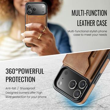 iPhone 17 Pro MagKing K2 MagSafe-etui med aftagelig pung - Brun