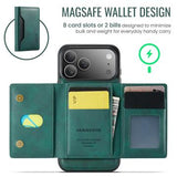 iPhone 17 Pro MagKing K2 MagSafe-etui med aftagelig pung - Grøn