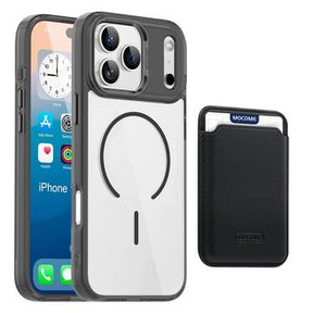 iPhone 17 Pro MagSafe Cover med kortholder - sort / gennemsigtig