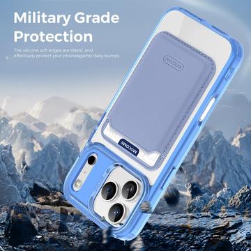 iPhone 17 Pro MagSafe Cover med kortholder - blå / gennemsigtig