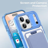 iPhone 17 Pro MagSafe Cover med kortholder - blå / gennemsigtig