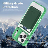 iPhone 17 Pro MagSafe Cover med kortholder - grøn / gennemsigtig