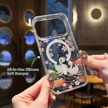 iPhone 17 Pro magnetisk cover med indlejrede rhinsten - Svaner