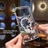 iPhone 17 Pro magnetisk cover med indlejrede rhinsten - Svaner