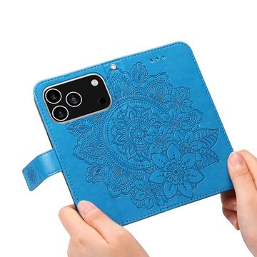 iPhone 17 Pro Mandala Series Etui med Pung - Blå