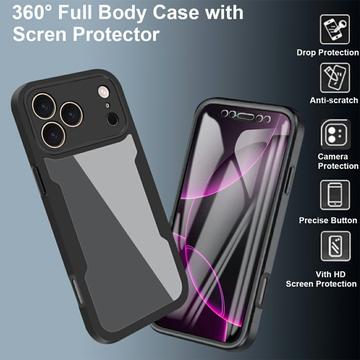 iPhone 17 Pro Max 360 Beskyttelse Cover - Blå / Klar