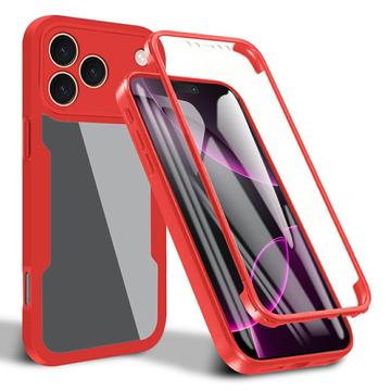 iPhone 17 Pro Max 360 Beskyttelse Cover - Rød / Klar