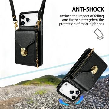 iPhone 17 Pro Max Alt-i-et cover med pung og rem - Sort