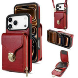 iPhone 17 Pro Max Alt-i-et cover med pung og rem - rød